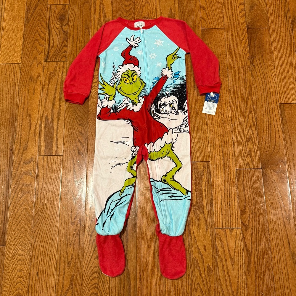 New Dr. Seuss Footie Pajamas, Size 3T, Unisex, Winter, Holiday, Christmas